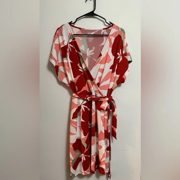 Nine West Red and Pink Floral Midi Dress - Picture 1 of 5